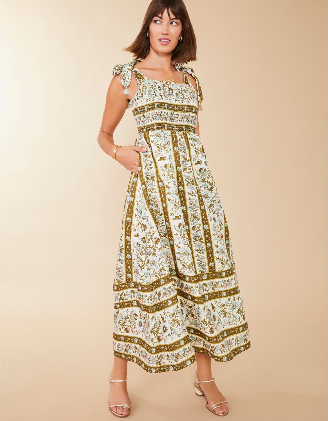  Saylor Midi Dress Mystic Moss Flower