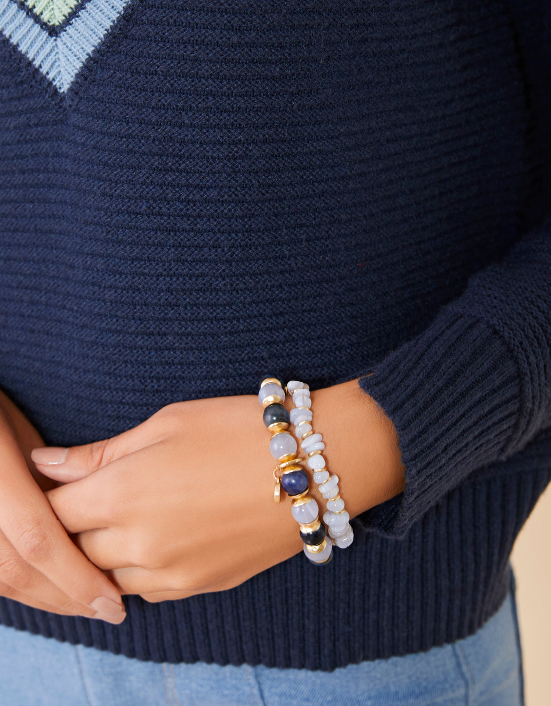 Grand Stone Stretch Bracelet 10mm Blue