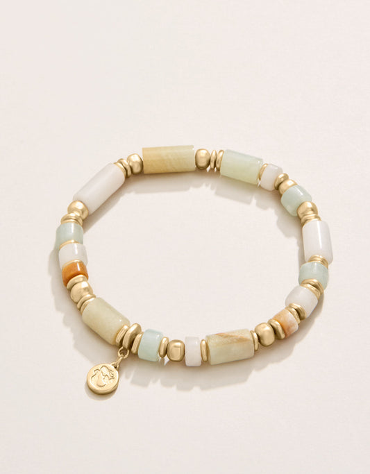  Stone Stretch Bracelet 7mm Frosty Green