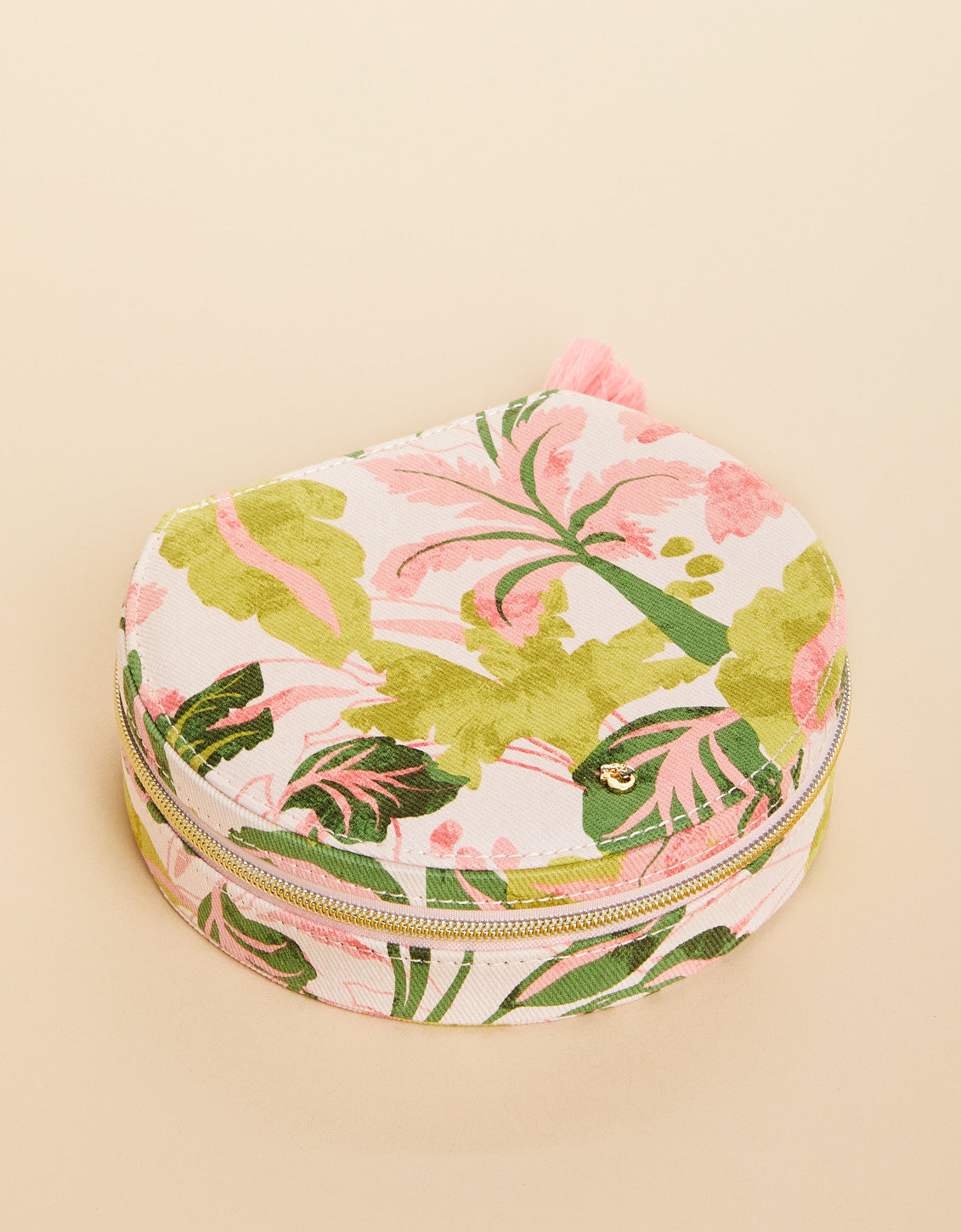  Large Round Jewelry Travel Case Palm Paradise