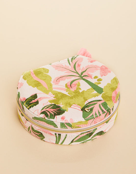  Large Round Jewelry Travel Case Palm Paradise