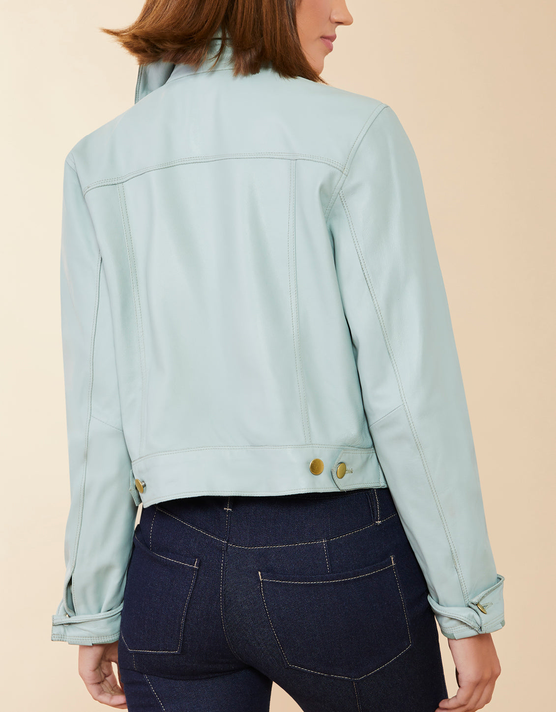  Hayden Burnished Leather Jacket Spartina Sea Foam