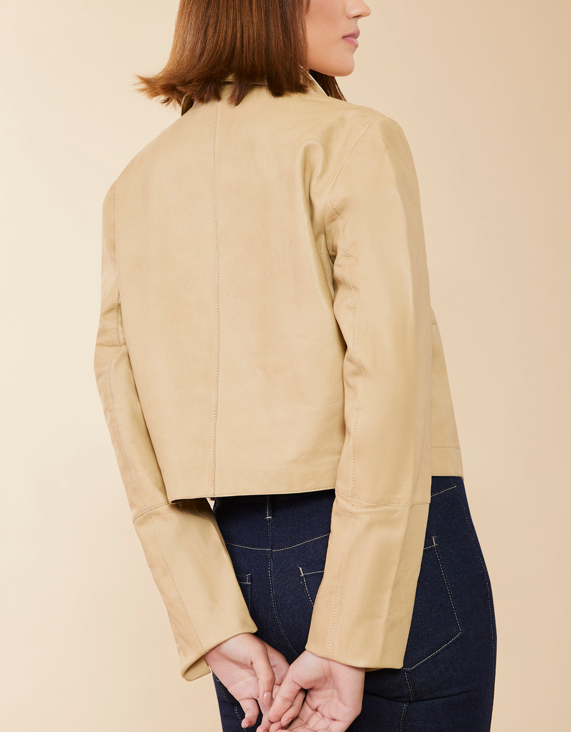  Penelope Leather Jacket Sand
