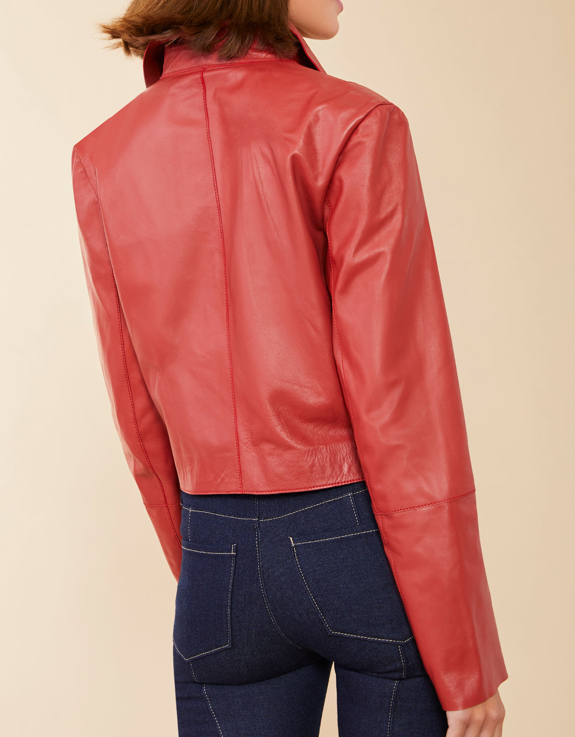  Penelope Leather Jacket Chili Red