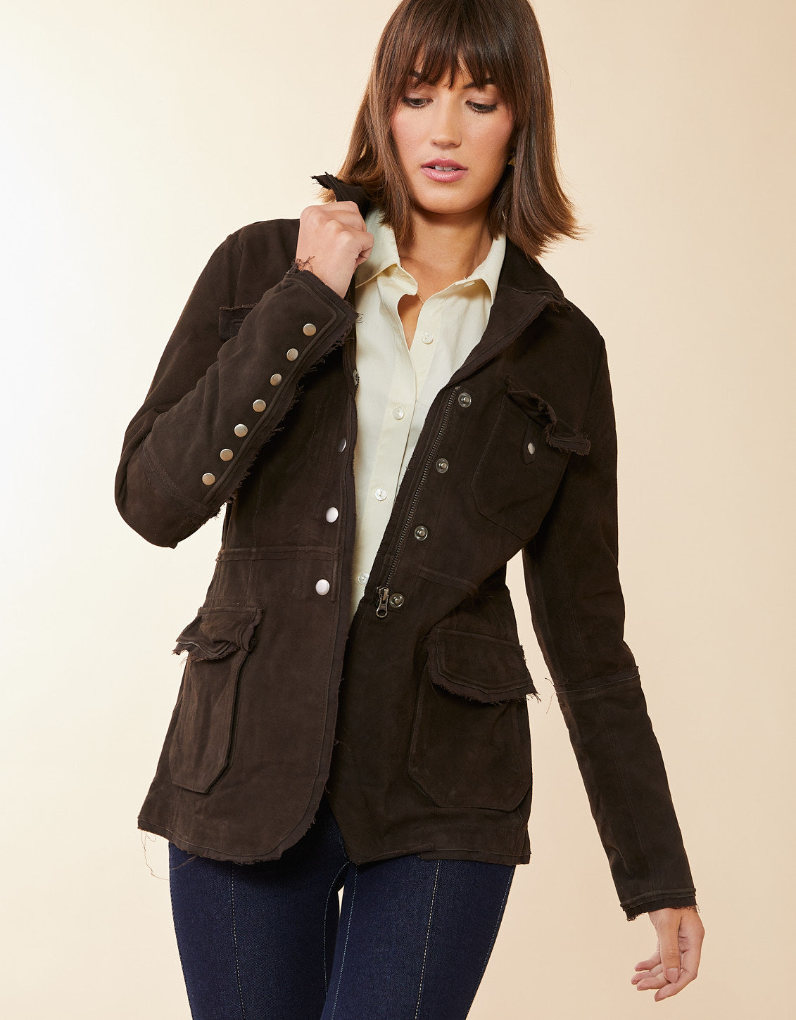  Meryl Washed Suede Jacket Sable
