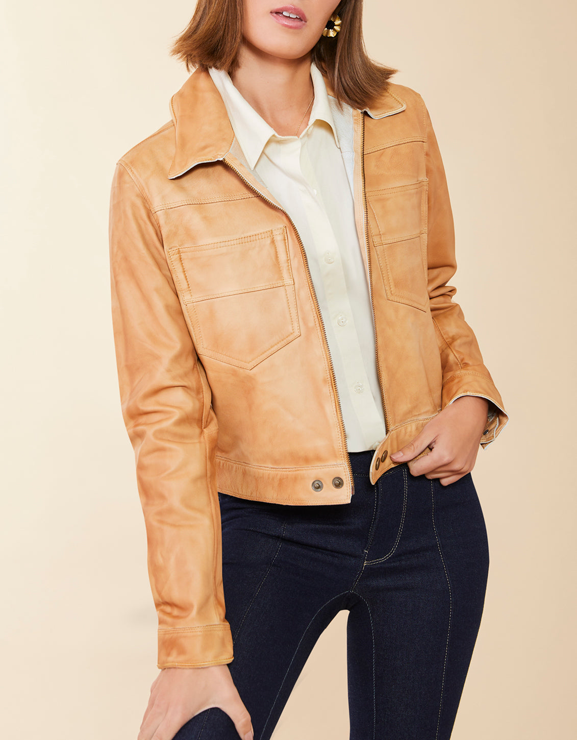  Hayden Leather Jacket Au Lait Patina