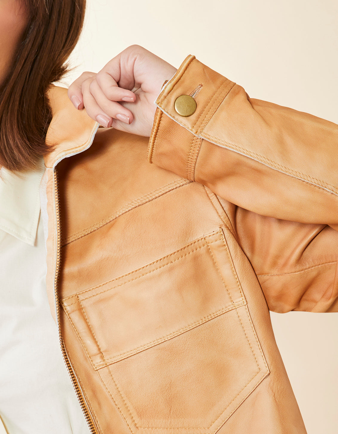  Hayden Leather Jacket Au Lait Patina