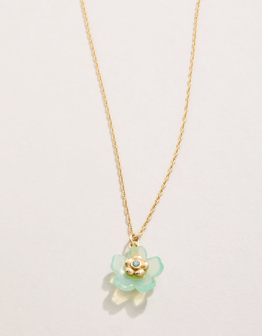  Yarrow Flower Necklace 18" Sea Foam