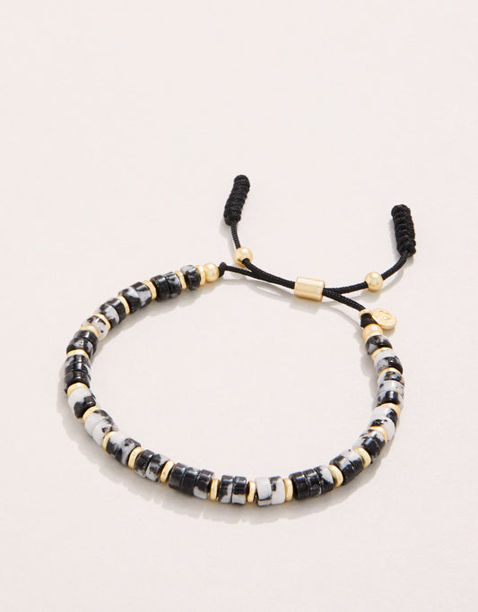  Stone Slide Bracelet 5mm Marbled Black